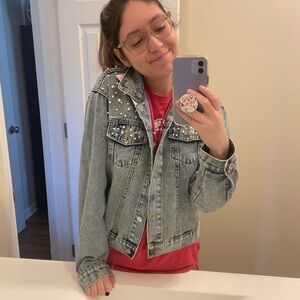 Pearl Embellished Denim Jacket